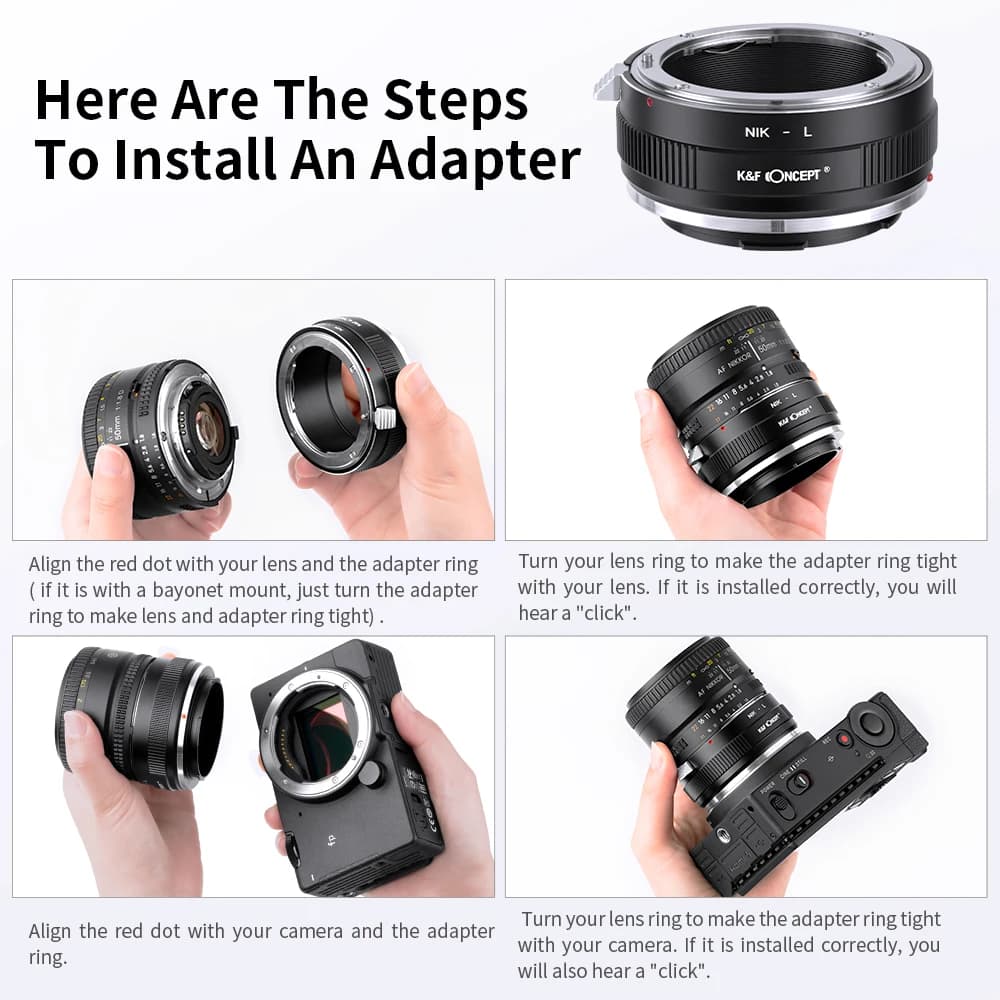 Adaptateur d'objectif d'appareil photo K&F CONCEPT Nik-L pour objectif Nikon F AI vers boîtier d'app