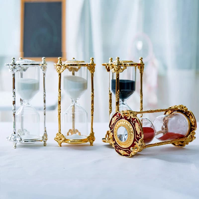 Sablier en métal avec minuterie, horloge de table créative, sable rétro, accessoires de décoration p