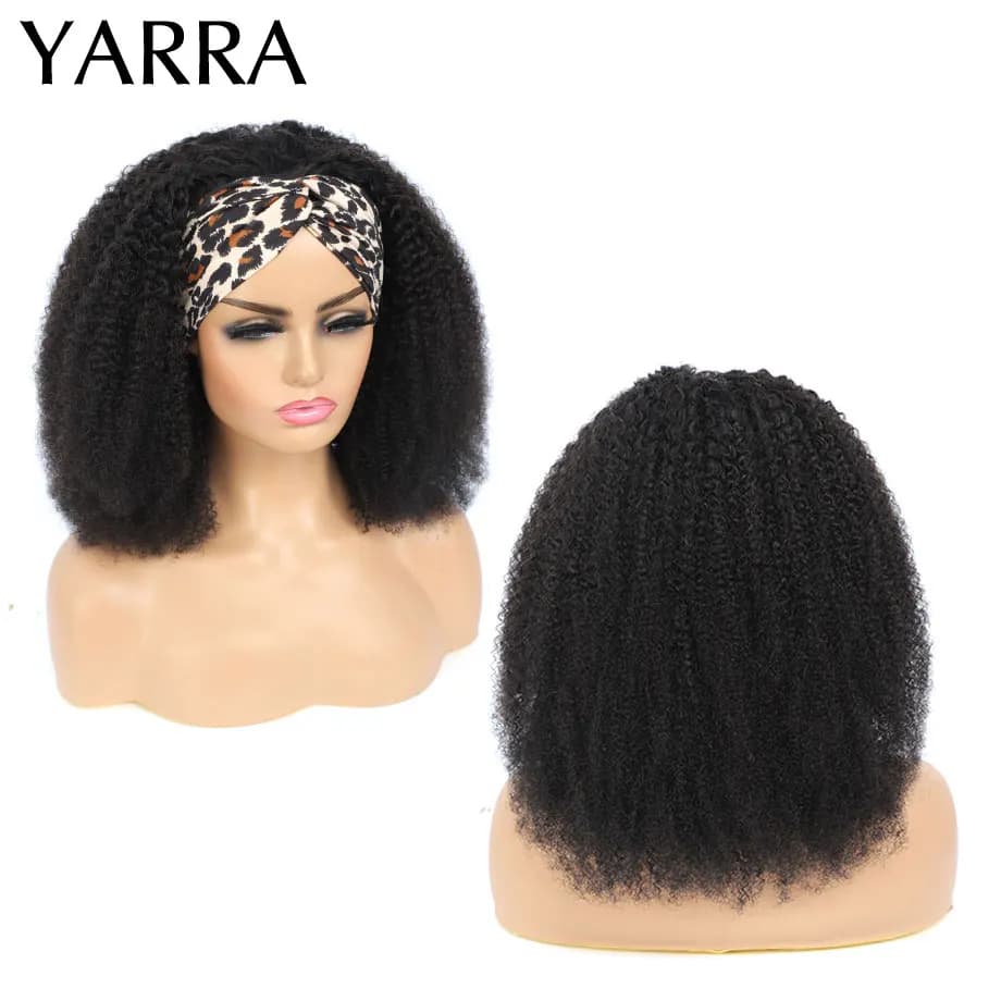 YARRA-Perruque Brésilienne Naturelle Remy, Cheveux Crépus Bouclés, Afro, Fait à la Machine, Densité 
