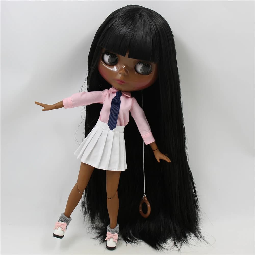ICY DBS blyth – poupée nue à peau super noire, corps articulé, visage brillant, 30cm, anime, jouet, 