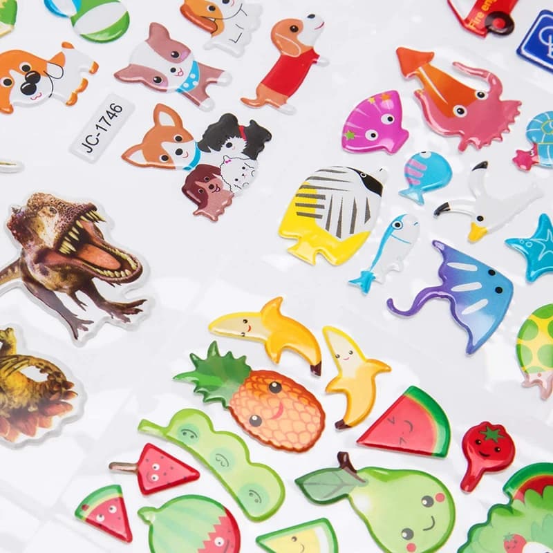 Autocollants 3D pour enfants en bas âge, 20/8 feuilles différentes, autocollant gonflé en vrac, dess