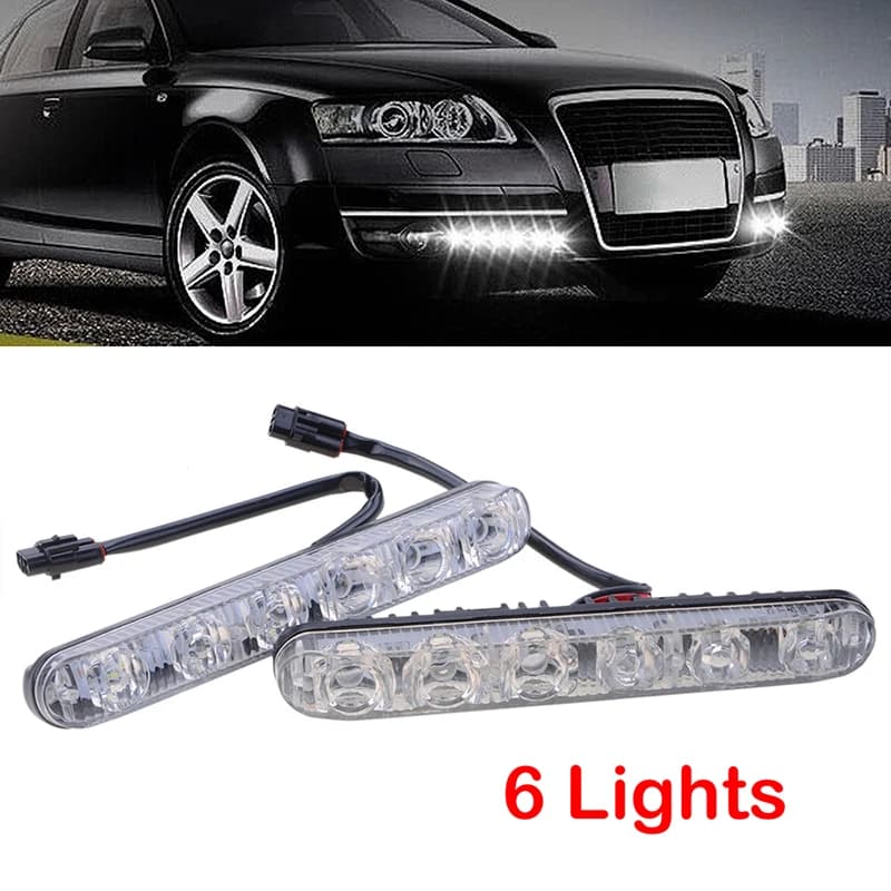 Haute qualité 2 pièces voiture DRL assemblage feux de jour antibrouillard 6LED blanc froid 12V 10000
