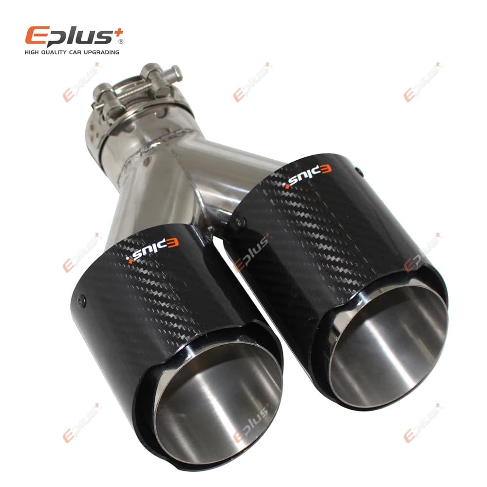 EPLUS voiture fibre de carbone brillant silencieux pointe Y forme Double sortie tuyau d'échappement 