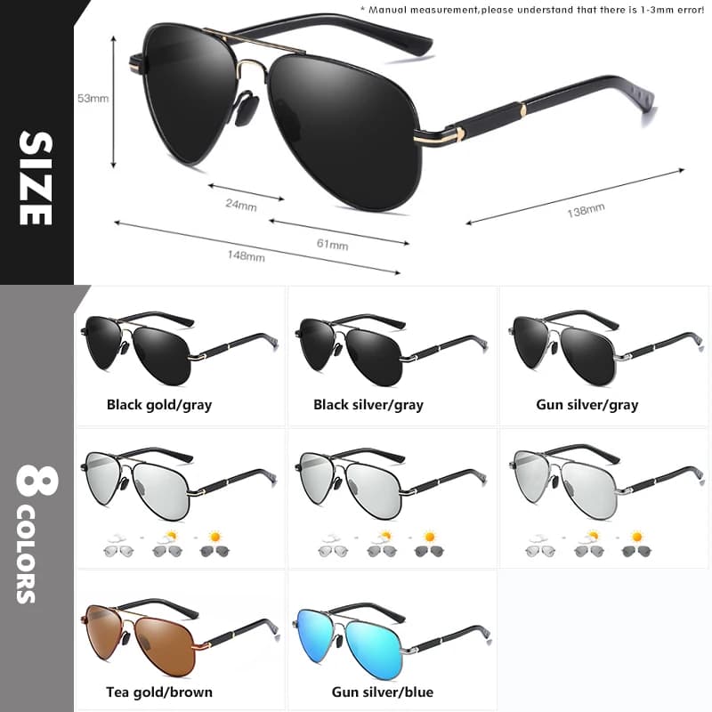 LIvissed MO-Lunettes de soleil photochromiques pour hommes et femmes, qualité supérieure, aviation, 