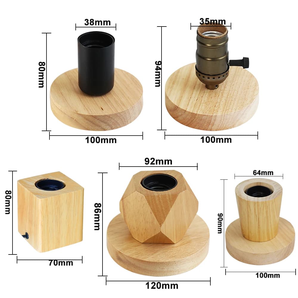 Lampe de Table rétro Vintage en bois E27, veilleuse 85-265V, prise ue pour chambre à coucher, lampe 