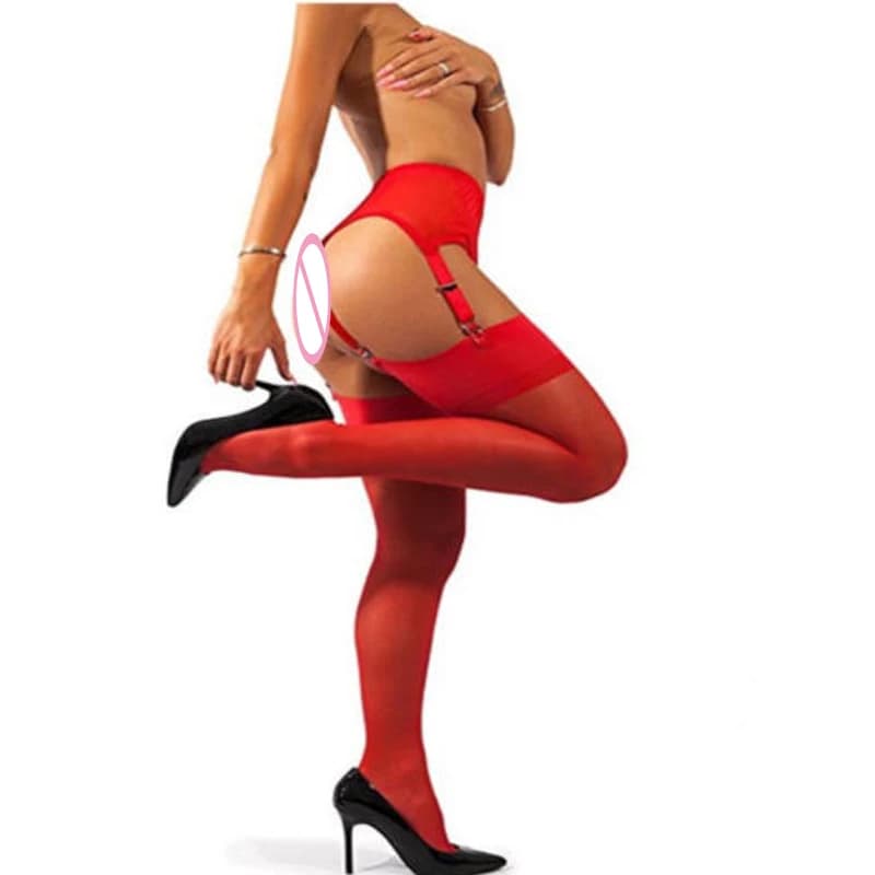 Hirigin femmes Sexy rétro taille haute élastique maille porte-jarretelles 6 boucles en métal vêtemen