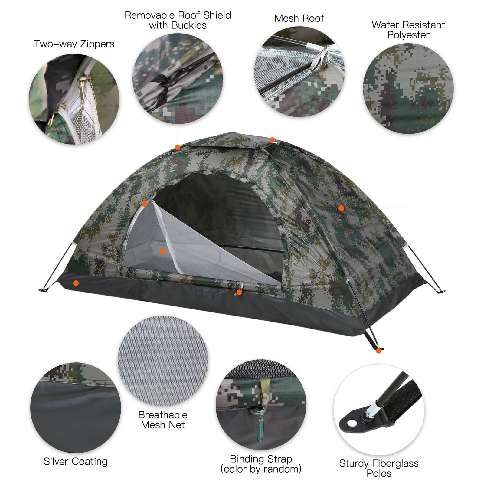 Tomshoo – tente de Camping ultralégère pour 1/2 personnes, monocouche, Portable, randonnée, revêteme