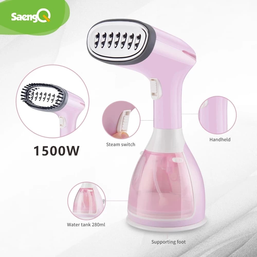 SaengQ Défroisseur vapeur portatif pour vêtements 1500W Fer à vapeur électrique pour tissu domestiqu