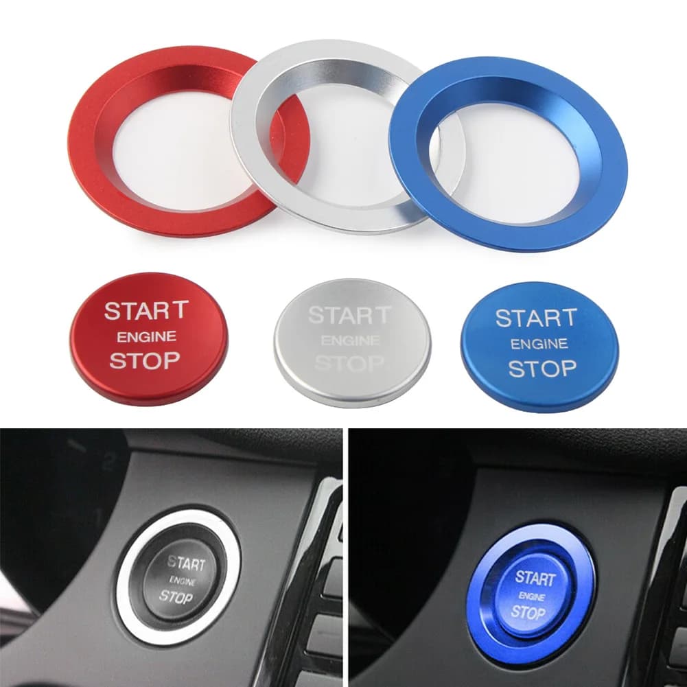 Bouton de démarrage du moteur sans clé de voiture CNC avec décoration d'anneau pour guitXF, XJ, F-Pa