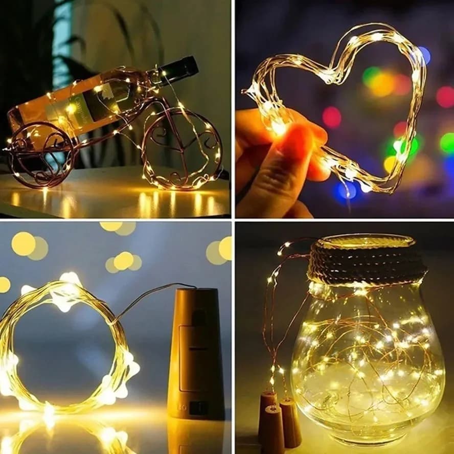 Cordes d'éclairage LED en liège pour vin, 1M/2M/3M, lumières de bouteille pour fête, mariage, noël, 