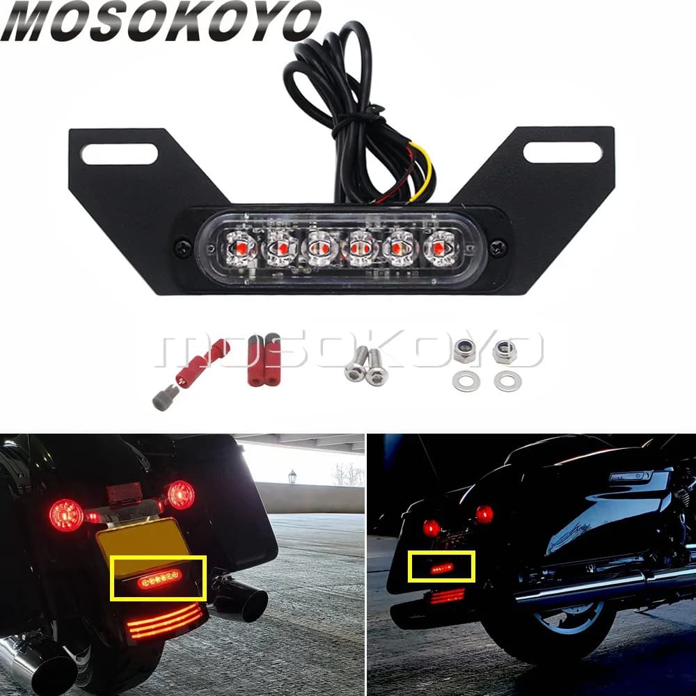 Feu arrière de moto universel LED B6, plaque d'immatriculation, feu auxiliaire, Flash en rafale, feu