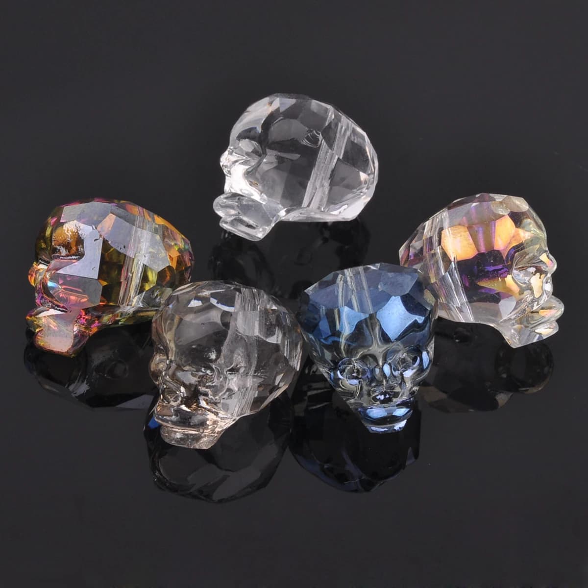 Perles en verre cristal à facettes tête de mort, artisanat de bricolage, bijoux exécutifs, 14mm