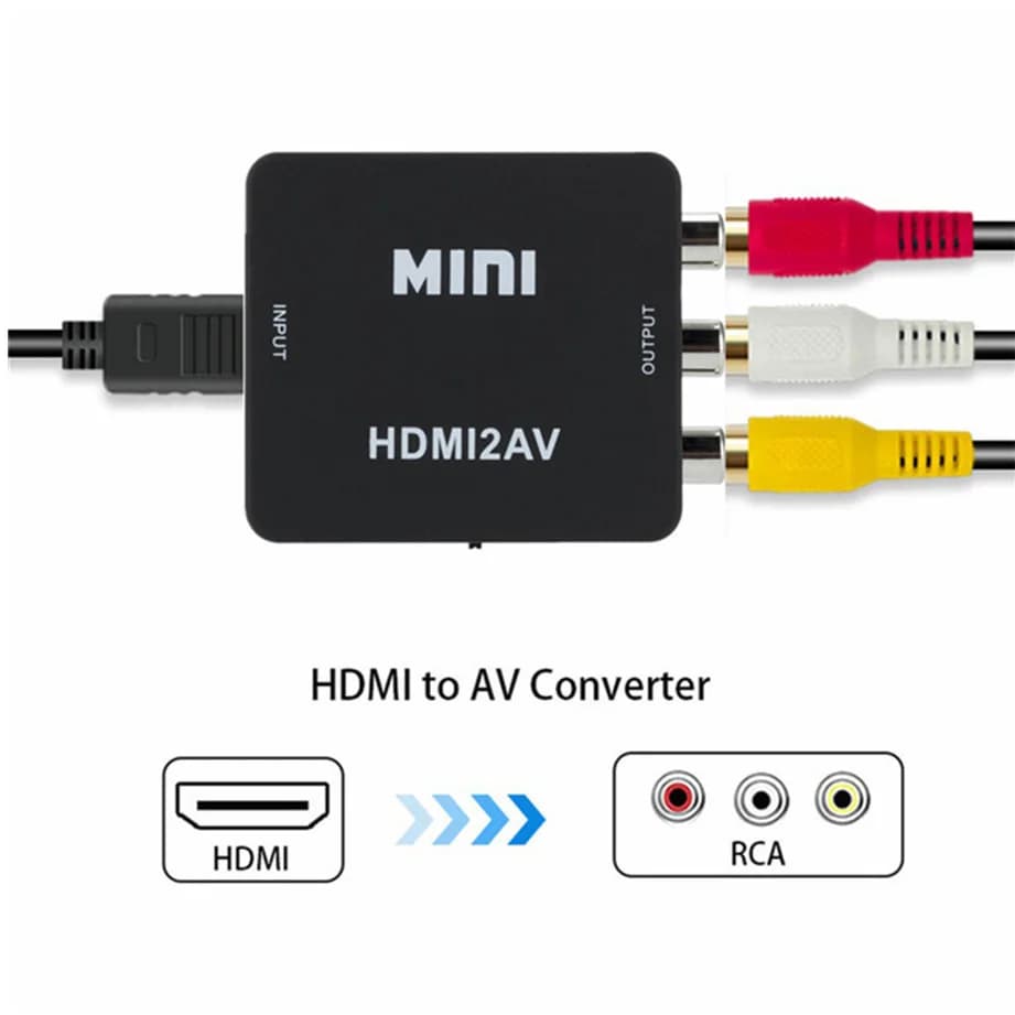 Adaptateur de détartreur HD 1080P, convertisseur vidéo Composite HDMI à RCA CVSB L/R, Mini HD2AV ver