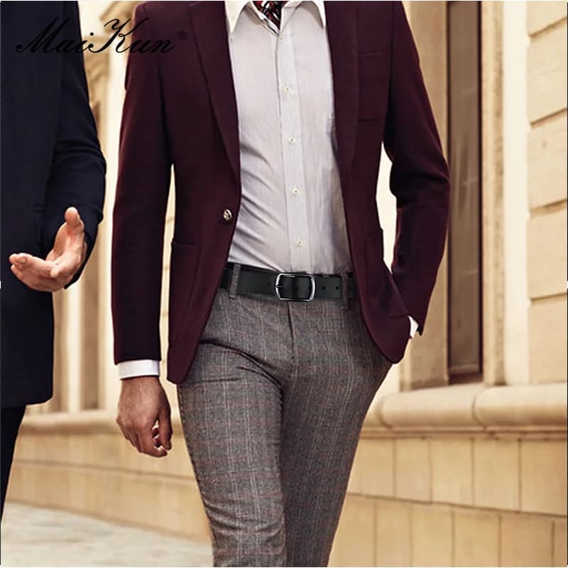 Maikun – ceinture en cuir véritable pour hommes, décontractée, de grande taille, à la mode, populair