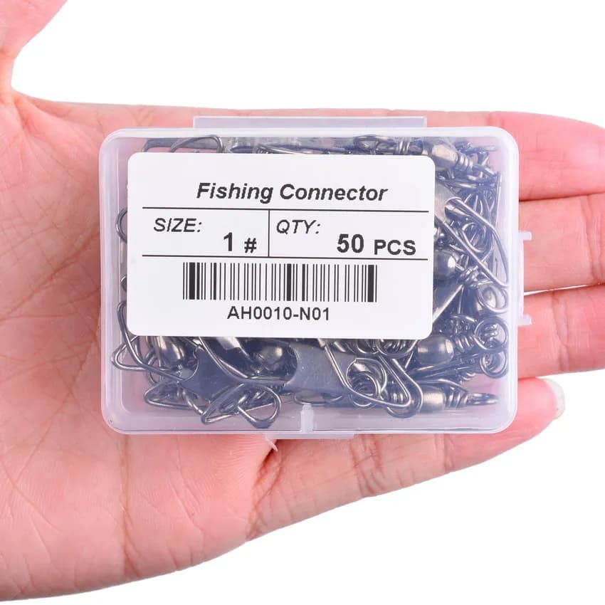 50 pièces/boîte baril en laiton pêche pivotant anneaux solides broche de pêche ligne connecteur hame