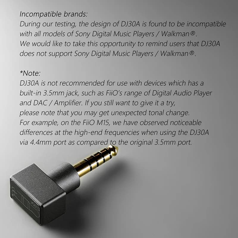 Adaptateur DD ddHiFi DJ30A 3,5 mm femelle vers 4,4 mm mâle s'applique au câble pour écouteurs 3,5 mm