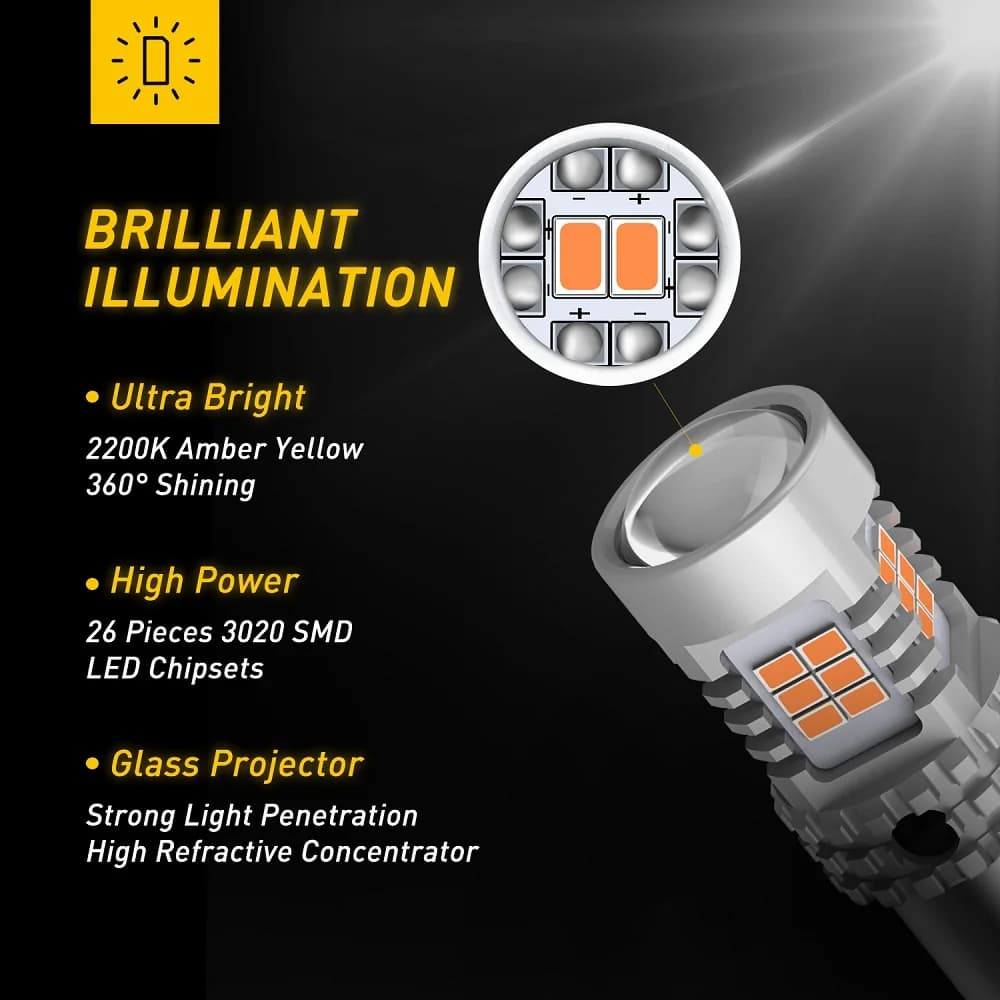 AUXITO – ampoule de clignotant de voiture, 2x1156 BAU15S PY21W LED Canbus, pas d'hyper Flash BA15S P