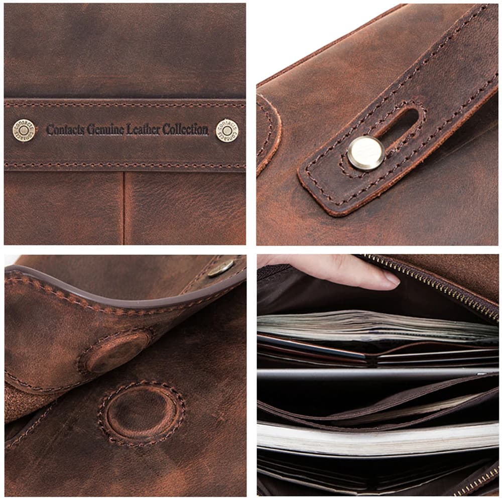 Pochette de luxe en cuir de vache pour hommes, pochette pour iPad Mini 4 5 6, Iphone, portefeuille à
