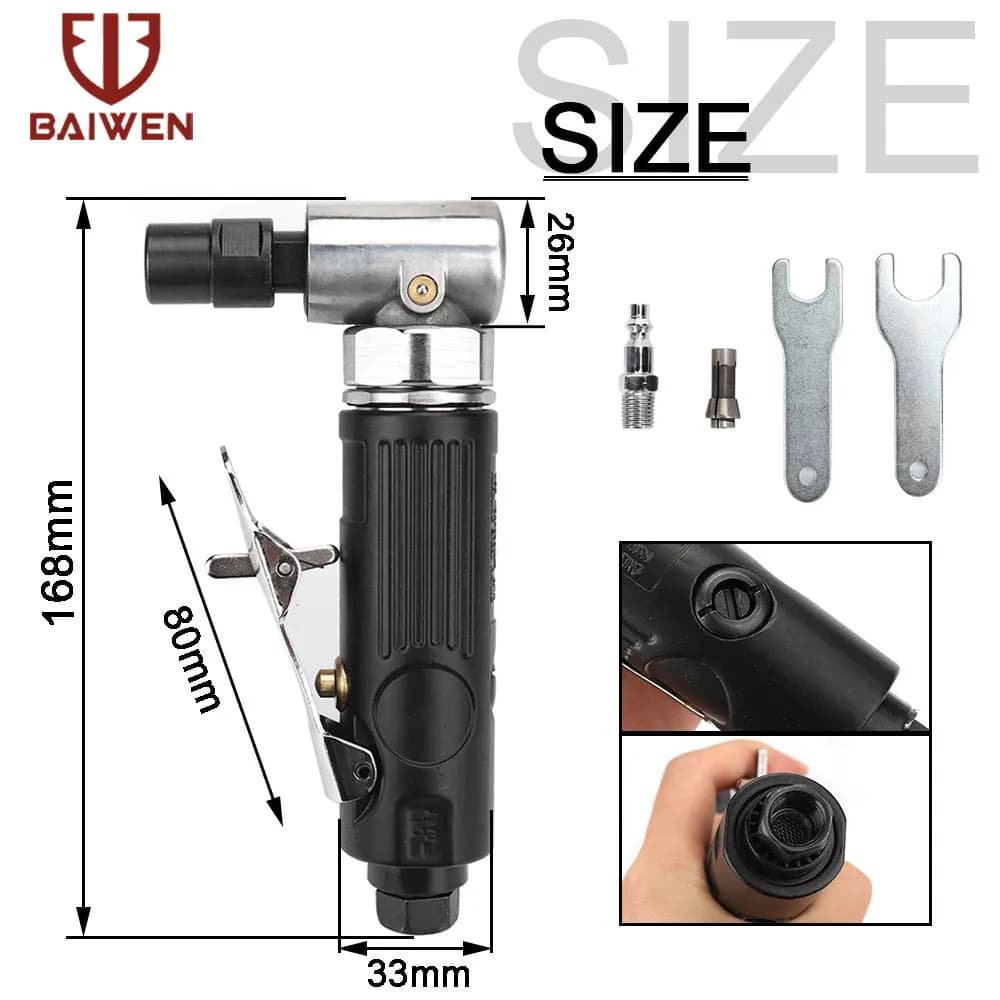 outillage pneumatiques Meuleuse d'angle à 90 degrés, outil de polissage pneumatique avec disque émer