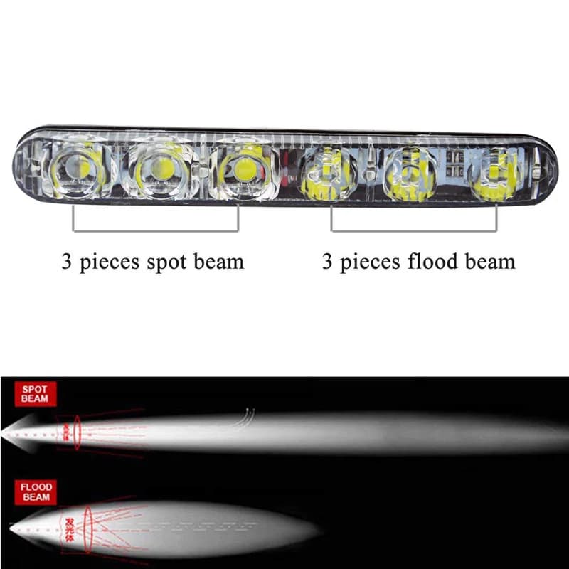 Haute qualité 2 pièces voiture DRL assemblage feux de jour antibrouillard 6LED blanc froid 12V 10000