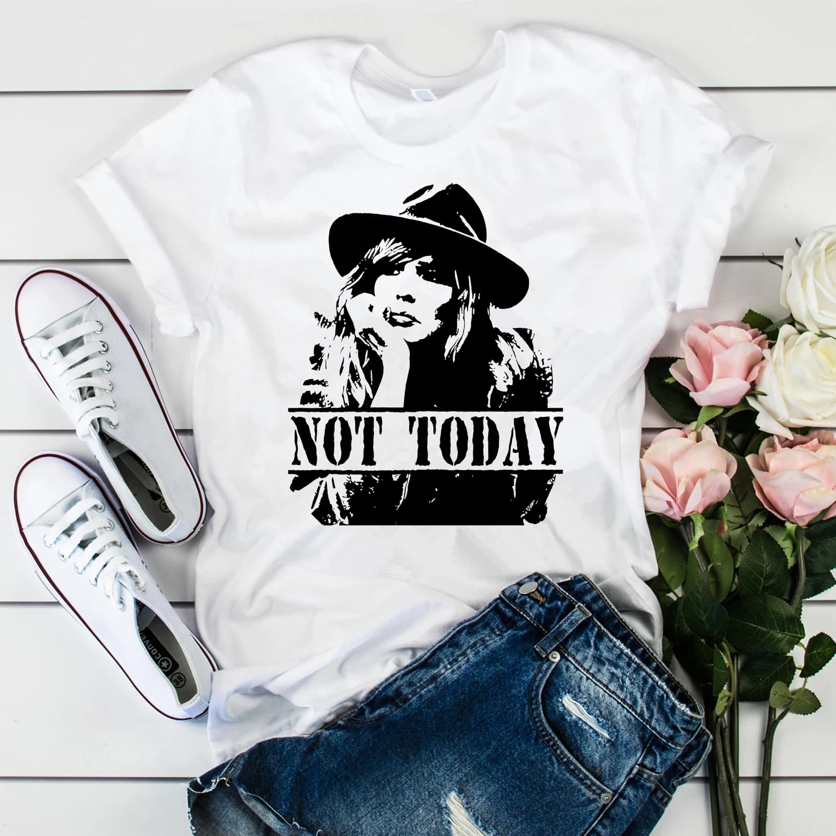 T-Shirt avec dessin de "Not Today", T-Shirt humoristique, avec motif de pierre jaune, avec dessin de
