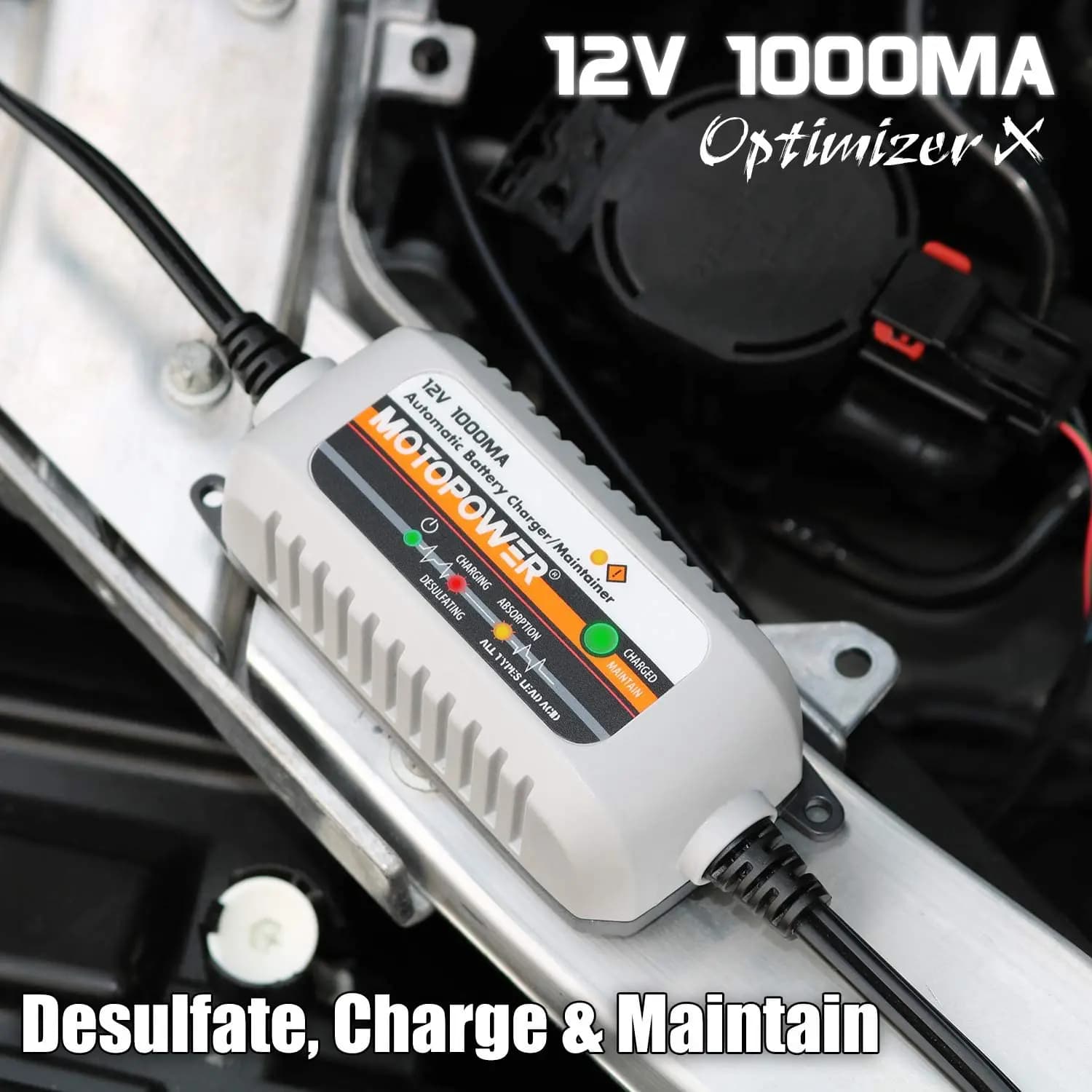 MOTOPOWER MP00205B Chargeur/maintien de batterie entièrement automatique 12 V 1000 mA