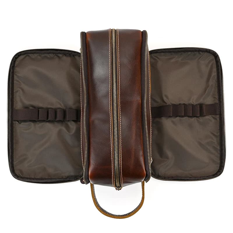 Trousse de toilette en cuir de vache pour hommes et femmes, sac à cosmétiques, sac de lavage, sacs d