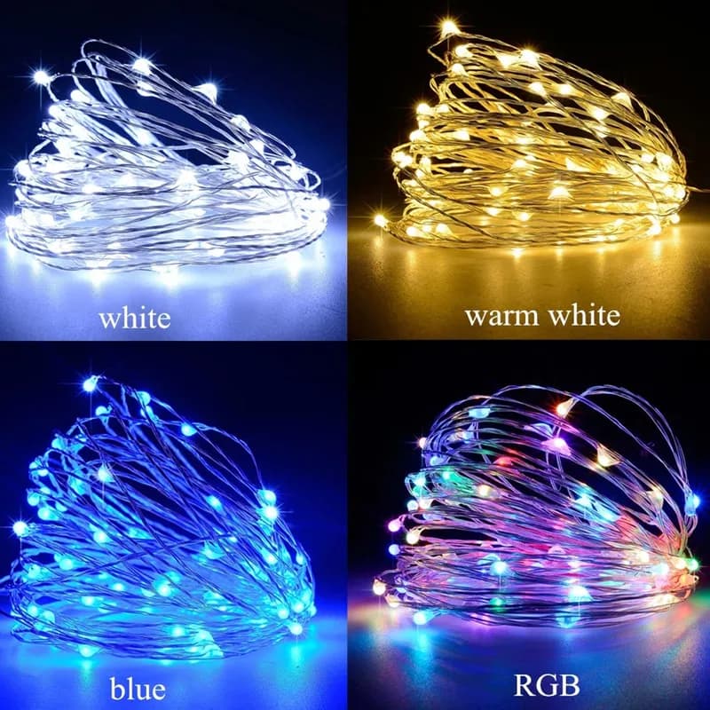 Guirlande lumineuse LED alimentée par batterie télécommande 8 Modes guirlandes lumineuses extérieure