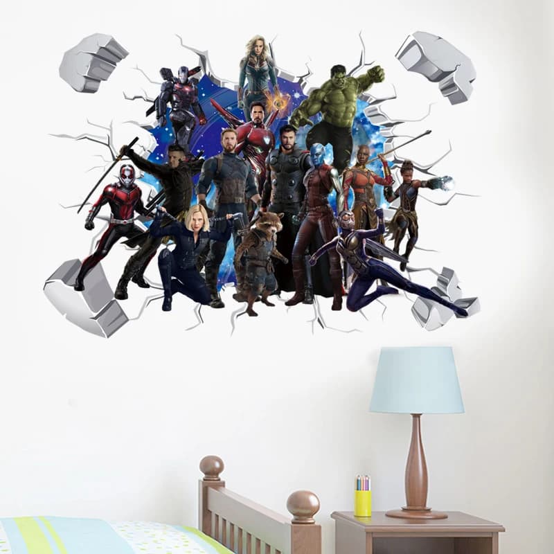 Autocollants muraux de dessin animé 3D Avengers Captain America, décorations de Super héros pour cha