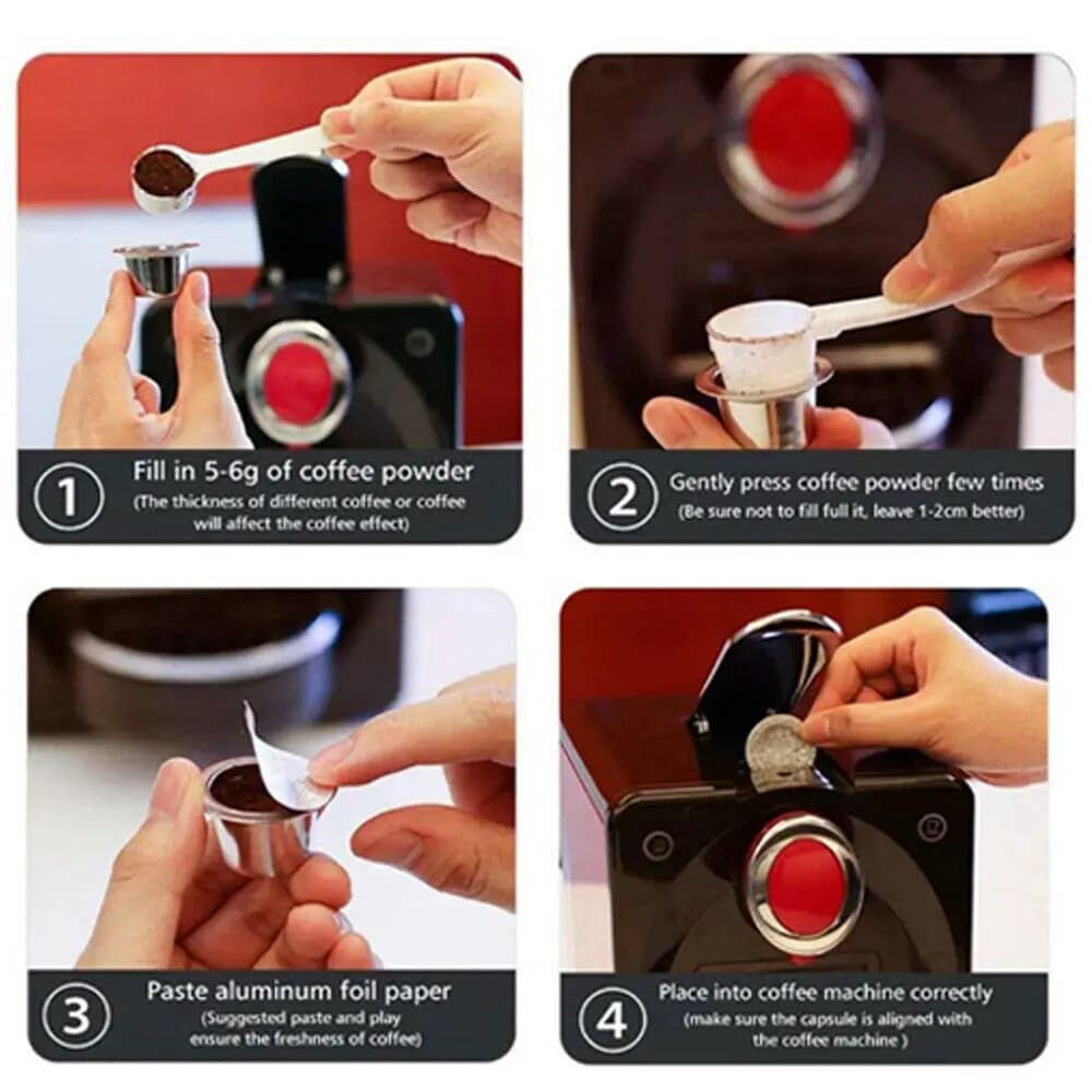 Autocollant de remplissage de capsules de café, en acier inoxydable, auto-adhésif, couvercle de bras