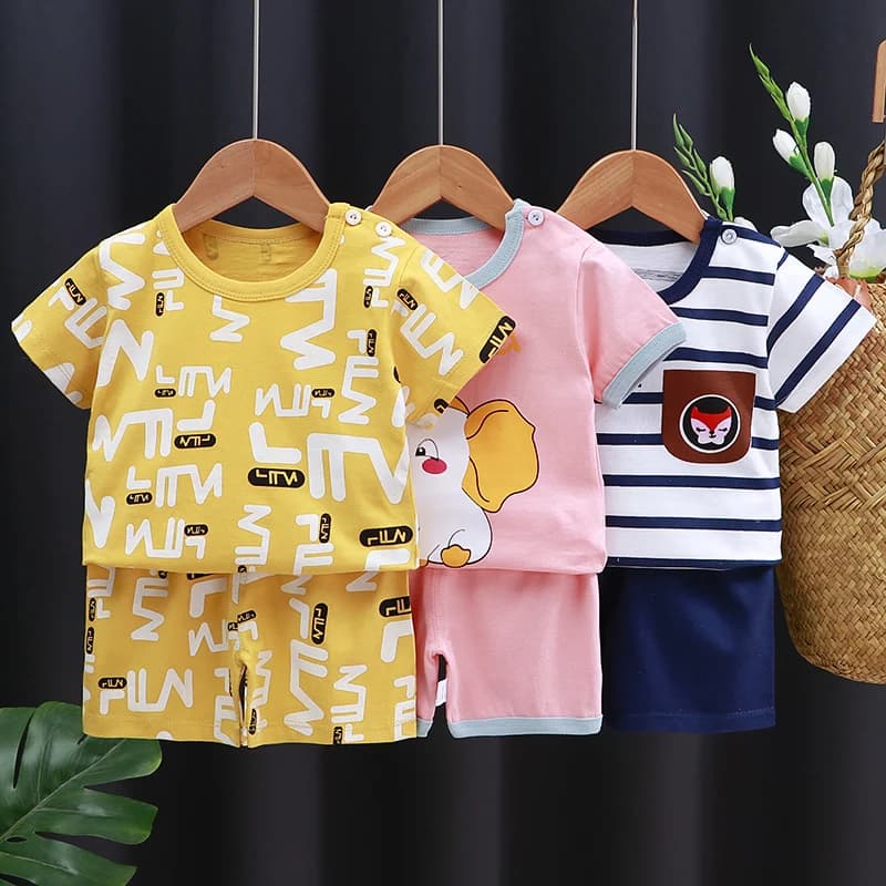Ensemble de vêtements pour enfants bébé garçon/fille T-Shirt + short vêtements d'été coton dessin an