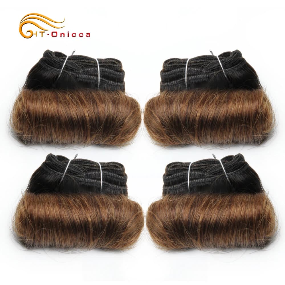 Bundles de tissage de cheveux humains bouclés indiens, produits de cheveux courts, faisceaux ondulés
