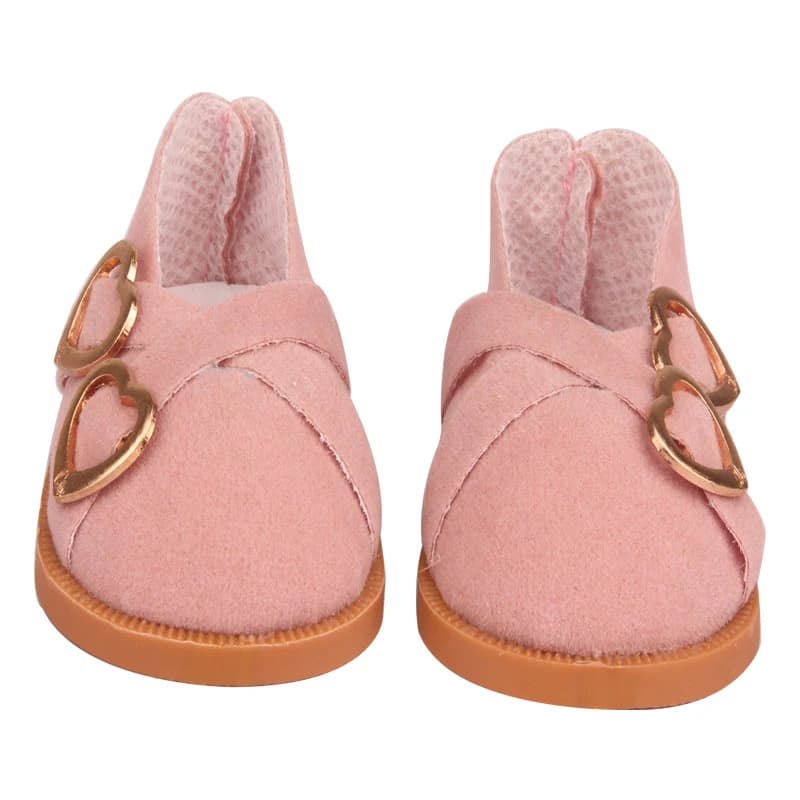 Chaussures de poupée en cuir pour fille américaine, 7 cm, 18 pouces, Double cœurs, bottes pour bébé 