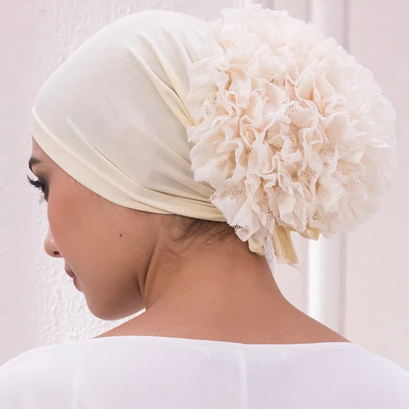 Sous Hijab à Grande Fleur Volumatrice, Chouchou, Turban NikMusulman, Accessoires de Sauna Islamique,