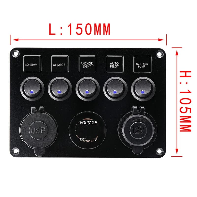 Panneau d'interrupteur à bascule, 5 boutons, 8 boutons, commande Usb pour voiture, camion, bateau ma