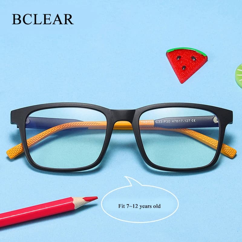 BCLEAR Anti lumière bleue enfants lunettes enfants carré TR90 cadre optique lunettes garçons filles 