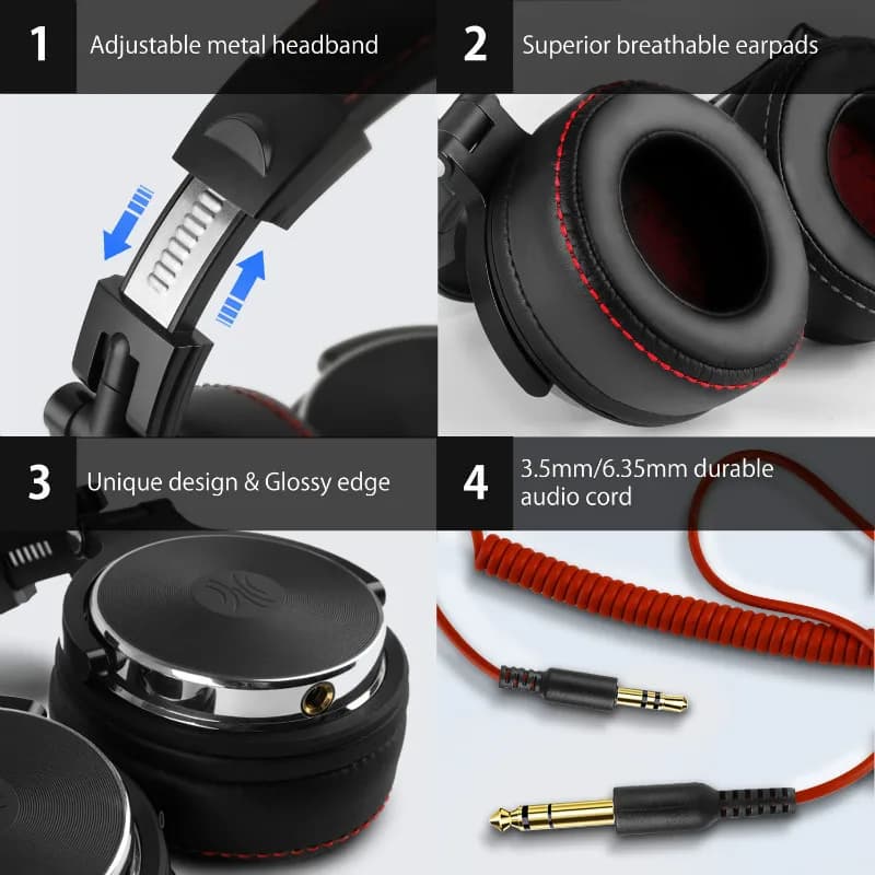 Oneodio ecouteurs avec fil Casque de studio hi-fi professionnel pour DJ avec micro, pour téléphone e