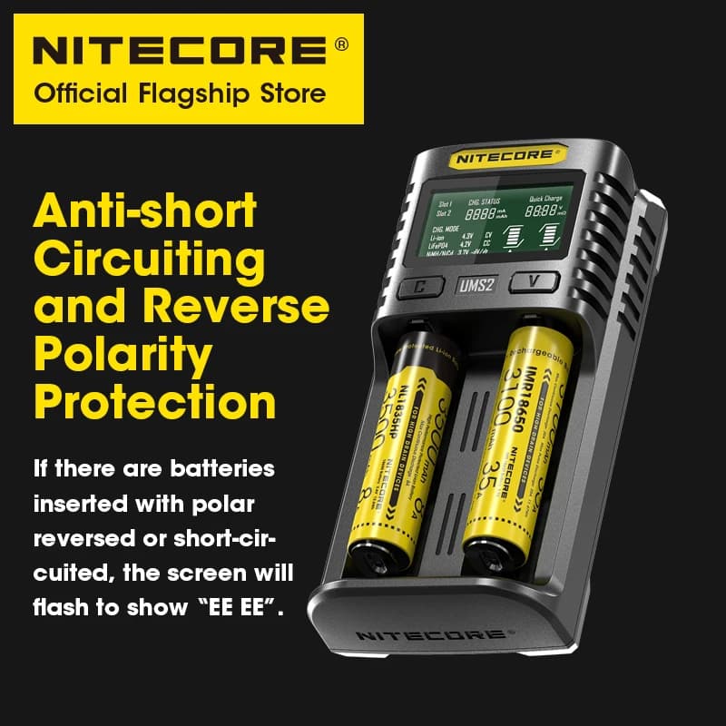 NITECORE UMS2 chargeur de batterie Intelligent USB-C à double emplacement prise de charge rapide QC 
