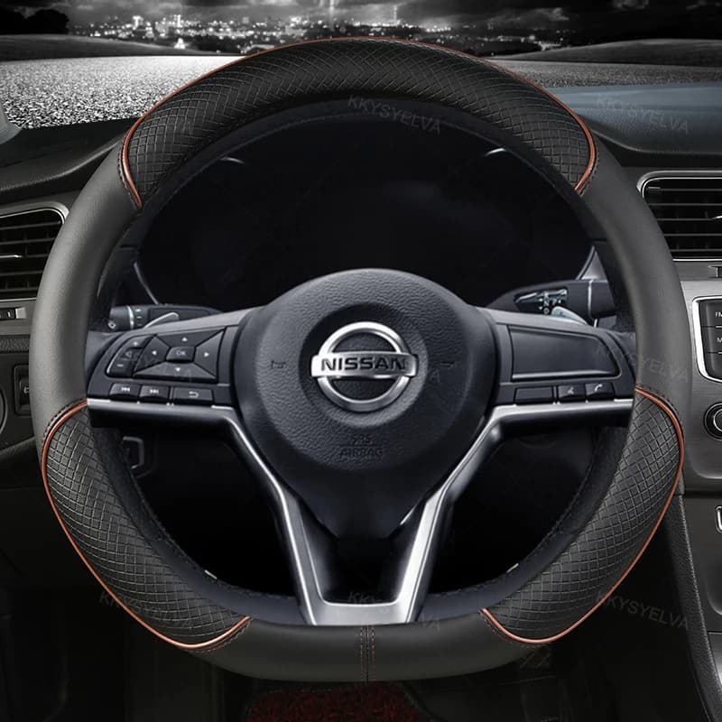 Housse de volant de voiture en cuir PU de Type D, pour Nissan x-trail Qashqai Rogue Sport Rogue 2017