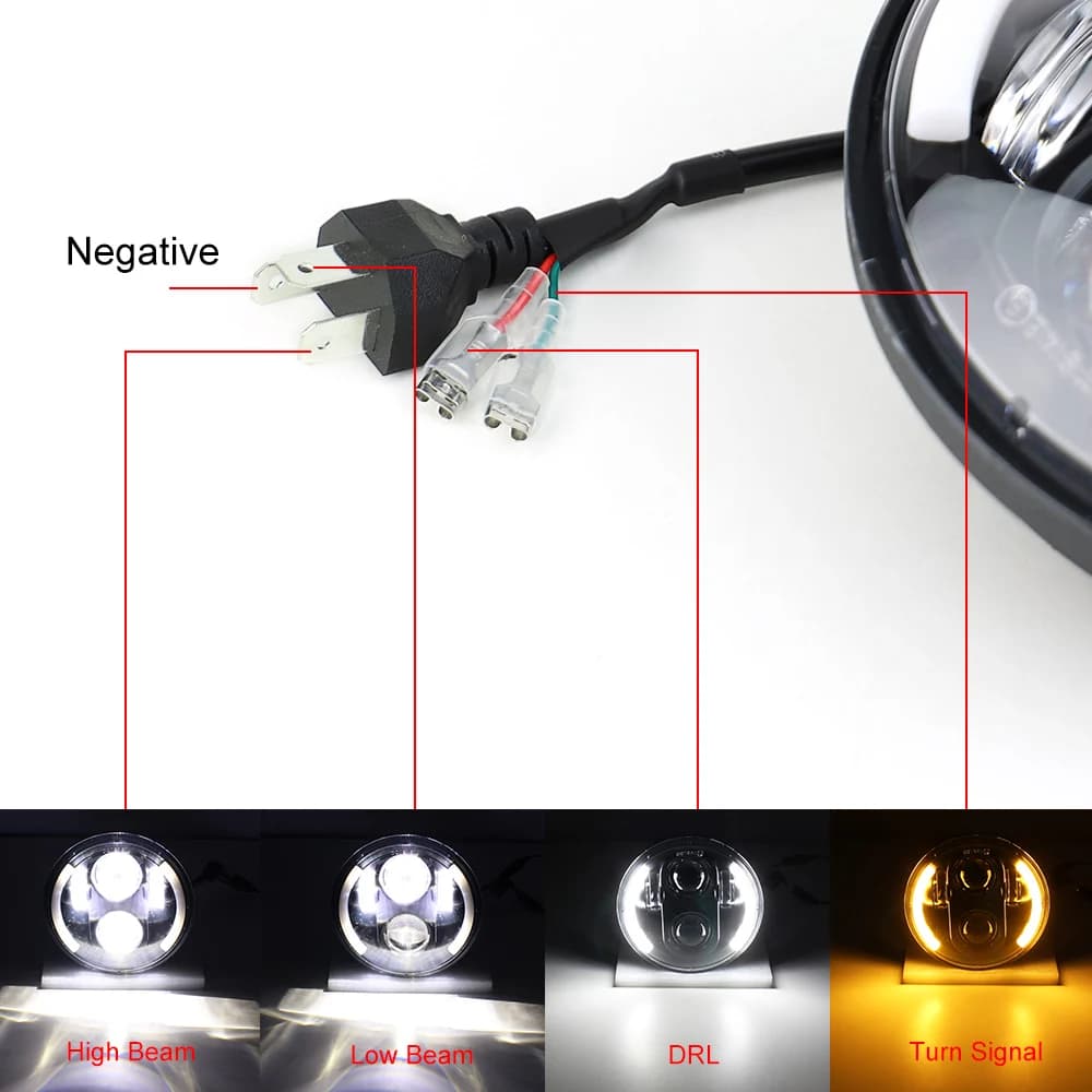 Projecteur de phare LED pour moto, 5.75 pouces, anneau Halo, 5 3/4 pouces, faisceau haut et bas, cli