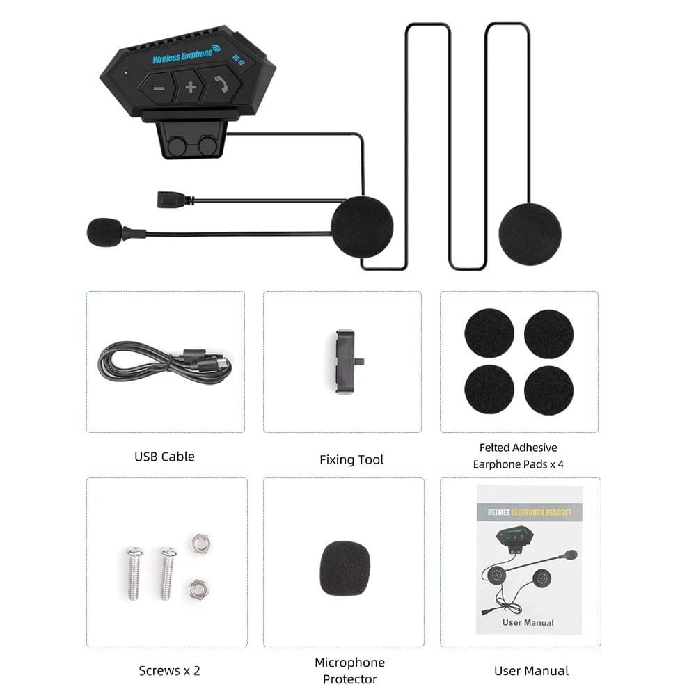 Casque de moto Bluetooth casque casque sans fil moto mains libres stéréo écouteur haut-parleur réduc