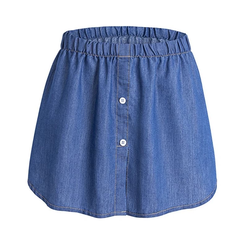 28TF – faux ourlet en Denim pour femme, faux ourlet, superpositions, haut, bas, boutons de jupe, lig