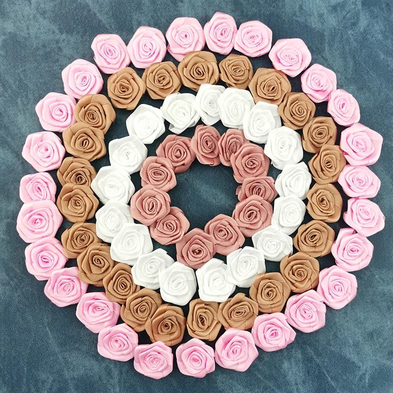 (30 pièces/paquet) 40mm Mini Rosette en Satin de haute qualité pour la décoration de vêtements de fê