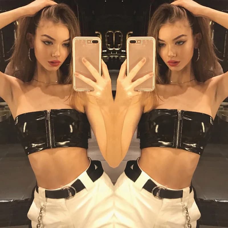 Nouveau fermeture éclair en cuir bustiers Sexy femmes sans bretelles Boob bustiers soutien-gorge été