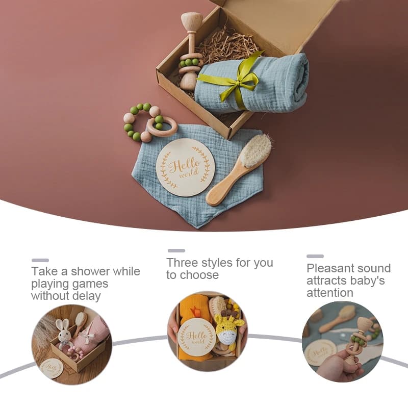 Ensemble de jouets de bain pour enfants, 1 ensemble d'emmaillotage, enroulé, jalons, brosse, Bracele