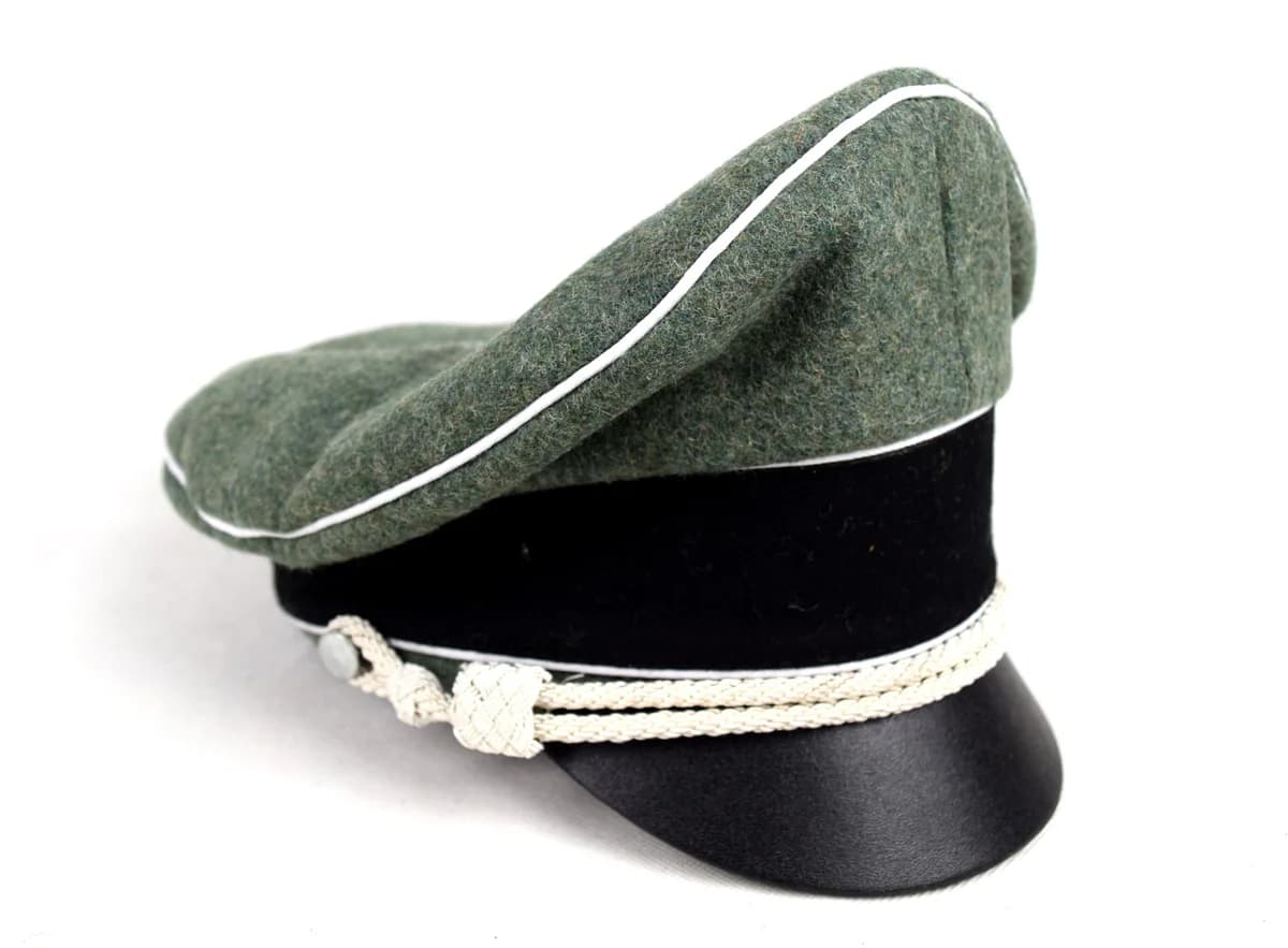 Marshals GENERALS OFFICERS CRUSHER FIPANVISOR HAT W WHITE PIPE SILVER CHIN CORD, Military War Reenac