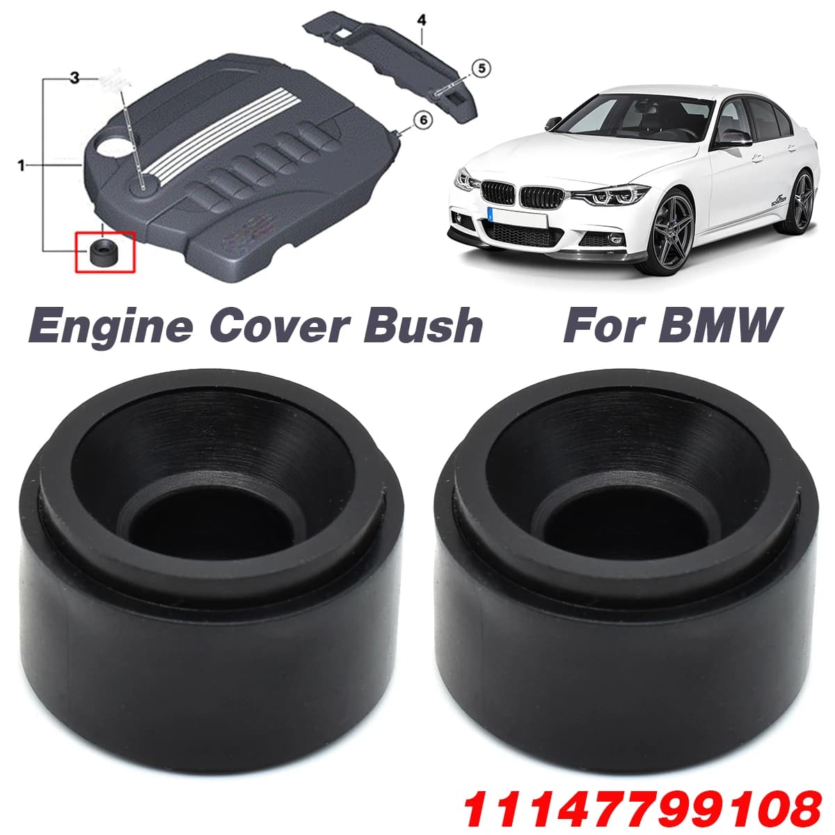 Support de montage en caoutchouc pour couvercle de moteur, compatible avec BMW 2, 3, 4, 5, 6, 7 Seri