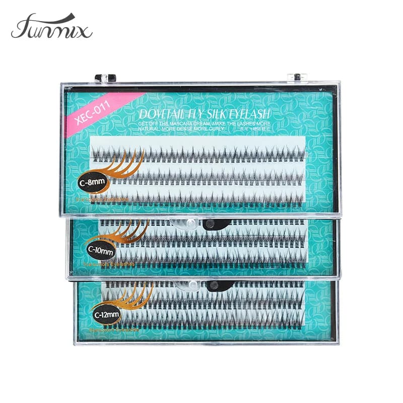 1pc FUNMIX naturel queue de poisson Type queue d'aronde mouche cils doux vison cils pour faux cils E