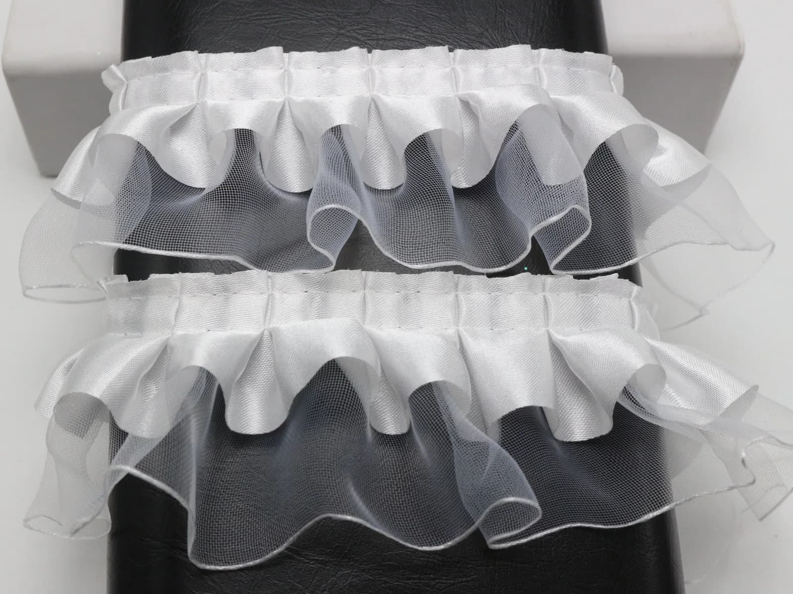 Ruban de Satin Double couche en Tulle Organza à volants, 5.5 Yards (5 mètres), 40mm, couture, artisa