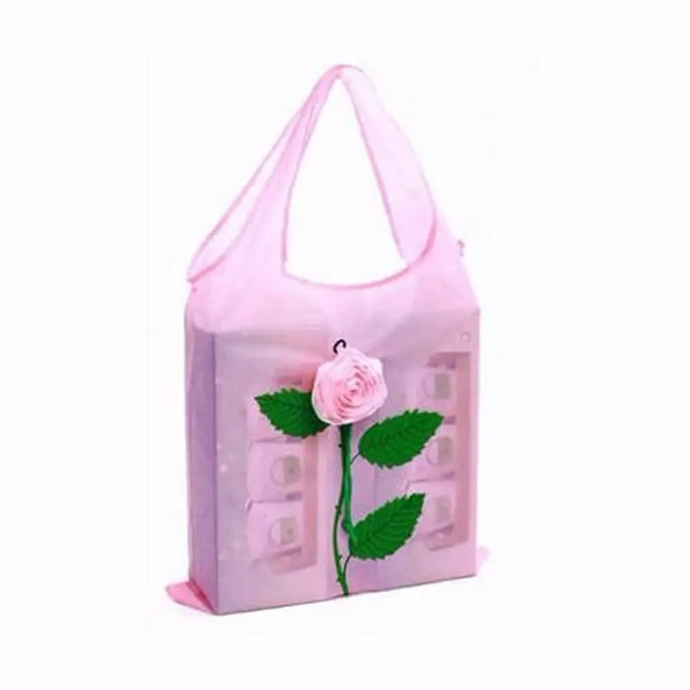 Sacs de courses à fleurs roses, organisateurs de rangement portables, en tissu Polyester, sac écolog